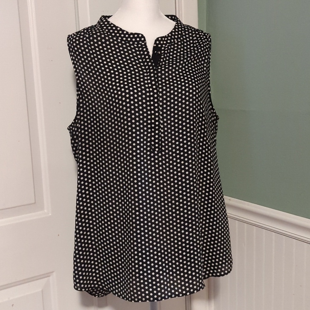 Banana Republic Black Tan Polka Dot Sleeveless Tank 14